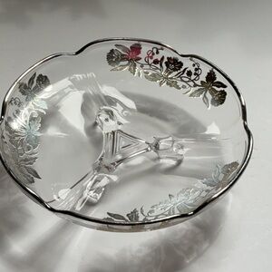Gorgeous vintage silver overlay footed dish